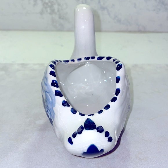 Hand Painted Delft Holland Vintage Swan Planter Delft Blue Windmill Signed EUC - Picture 3 of 10